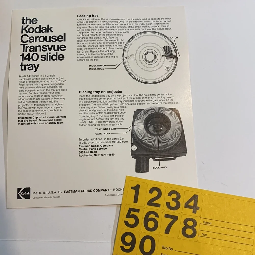 Kodak Carousel Transvue 140 slide tray Vintage Photography Storage